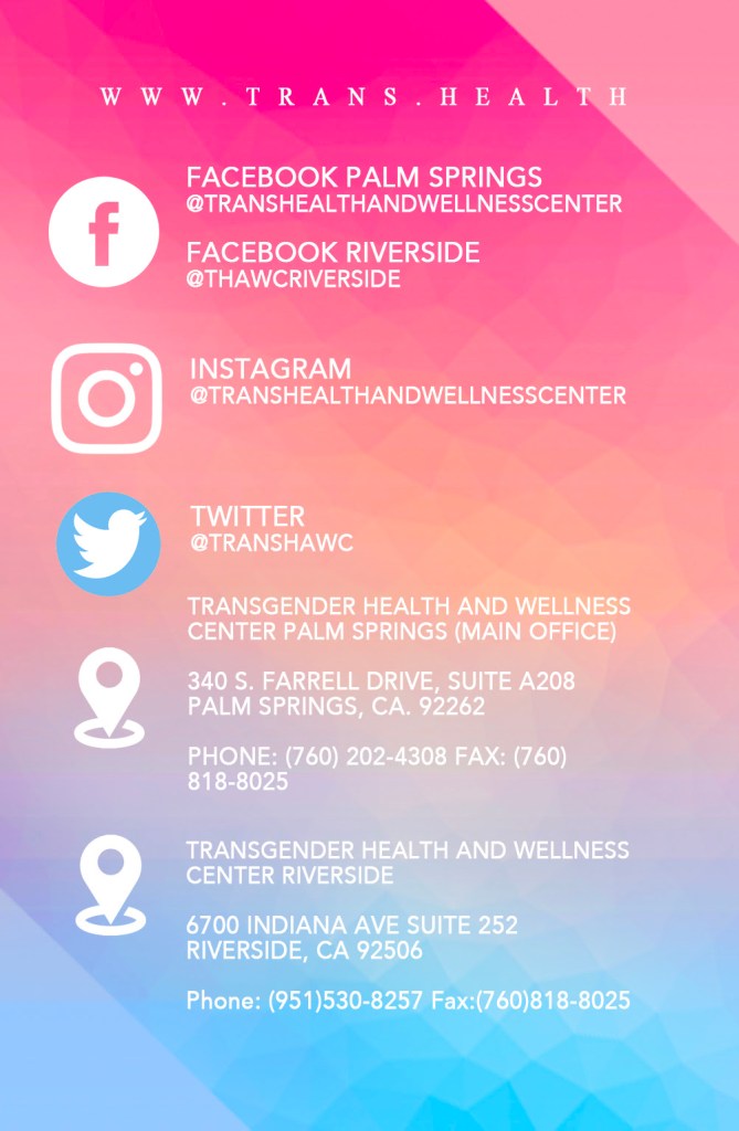 Transgender Health Center Contact Graphic