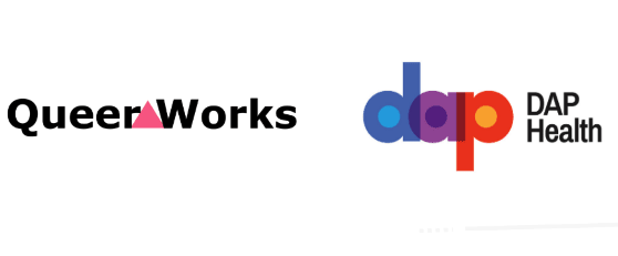 Queer Works DAP Health Logos