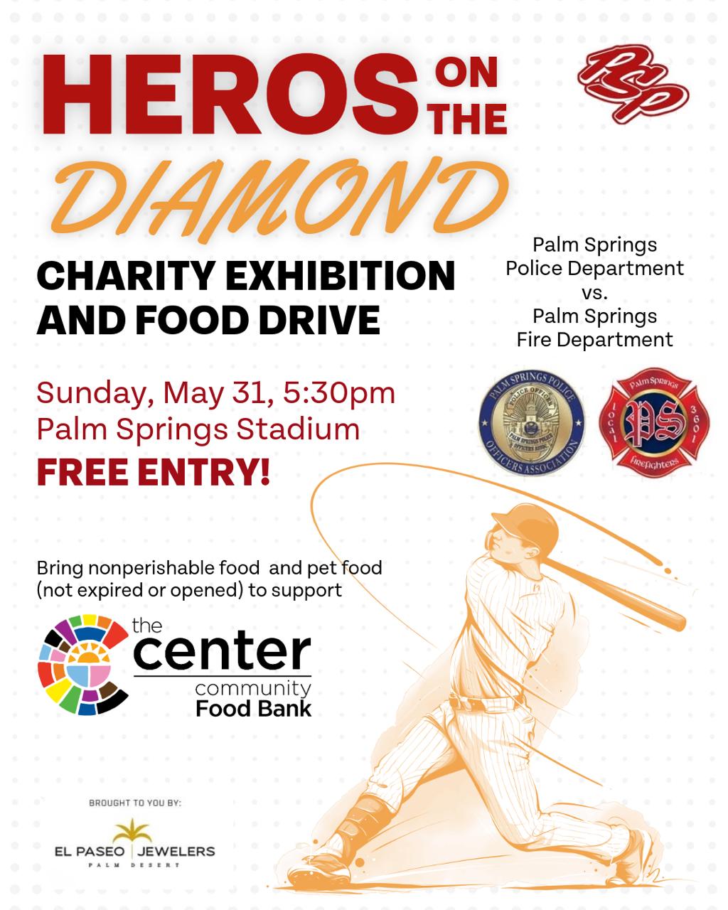 Heroes on the Diamond: Charity Exhibition and Food Drive