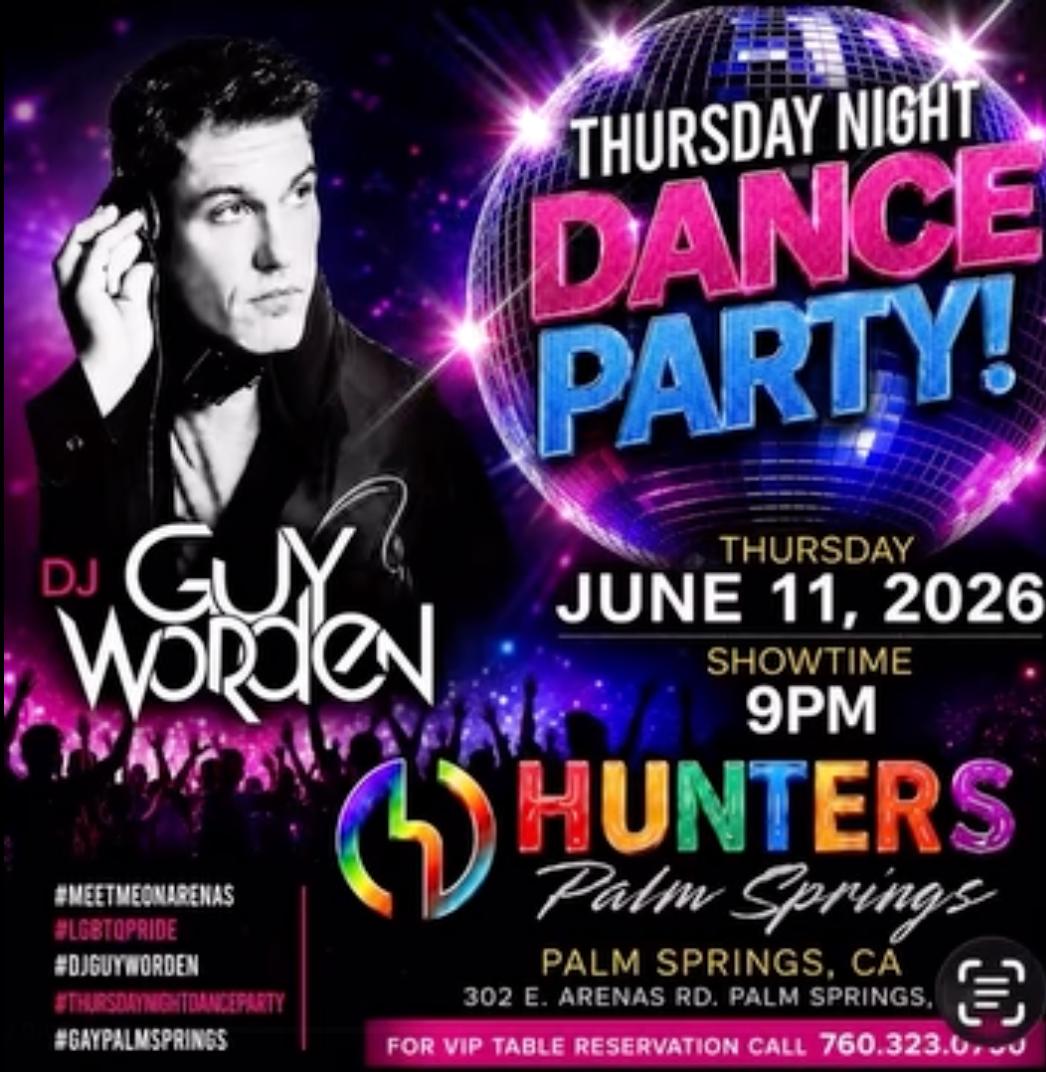 Thursday Night Dance Party at Hunters Palm Springs with DJ Guy Worden